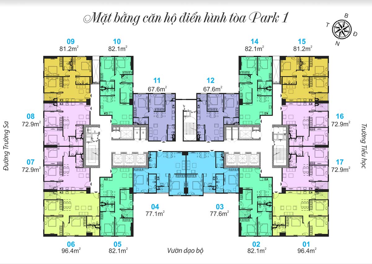 Mặt bằng thiết kế tòa chung cư Park 1 Eurowindow River Park